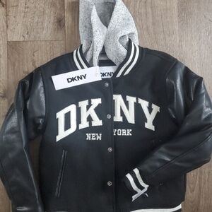 DKNY Black and White Varsity Jacket